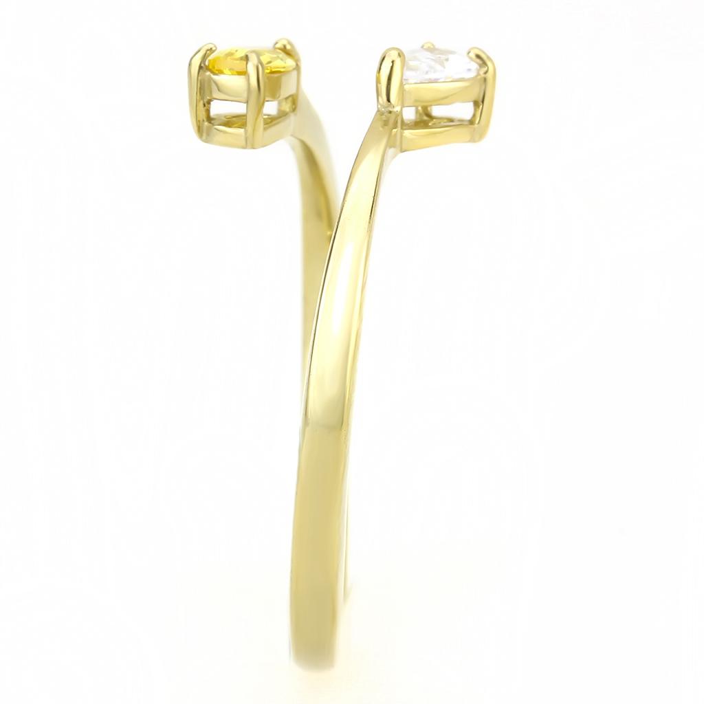 IP Gold(Ion Plating) Stainless Steel Ring with AAA Grade CZ  in Topaz