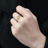 IP Gold(Ion Plating) Stainless Steel Ring with AAA Grade CZ  in Topaz