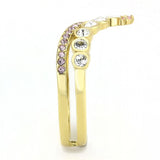 IP Gold(Ion Plating) Stainless Steel Ring with AAA Grade CZ  in Rose