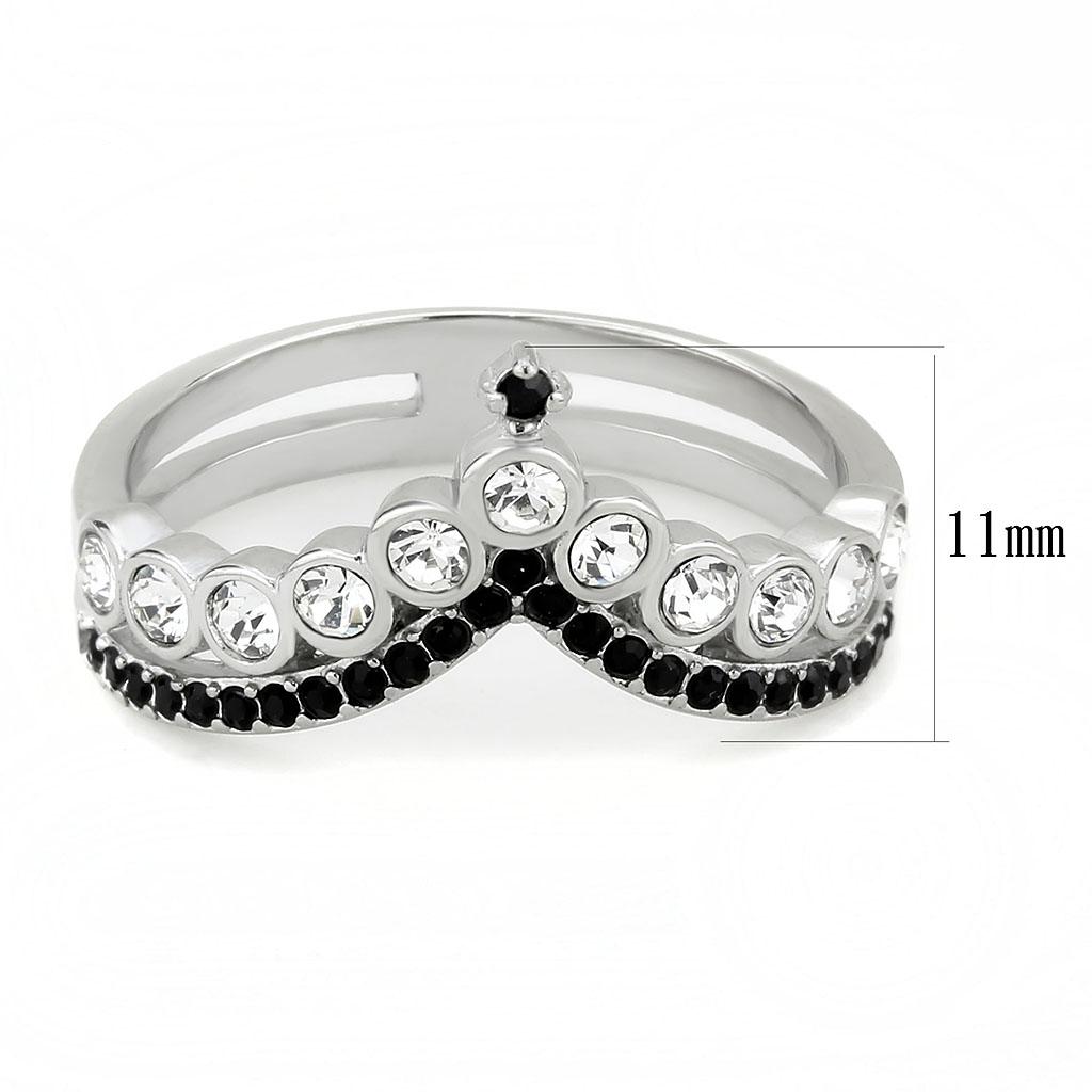 No Plating Stainless Steel Ring with Top Grade Crystal  in Clear
