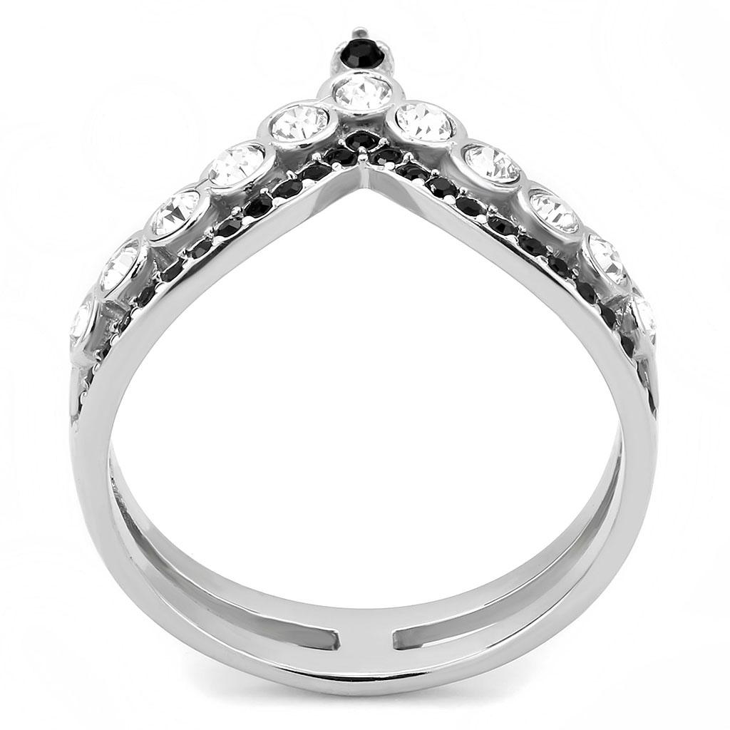 No Plating Stainless Steel Ring with Top Grade Crystal  in Clear