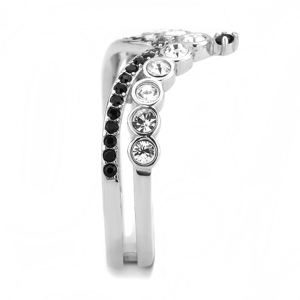 No Plating Stainless Steel Ring with Top Grade Crystal  in Clear