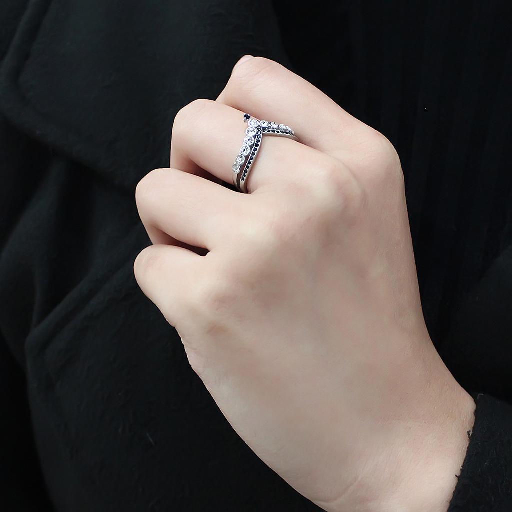 No Plating Stainless Steel Ring with Top Grade Crystal  in Clear
