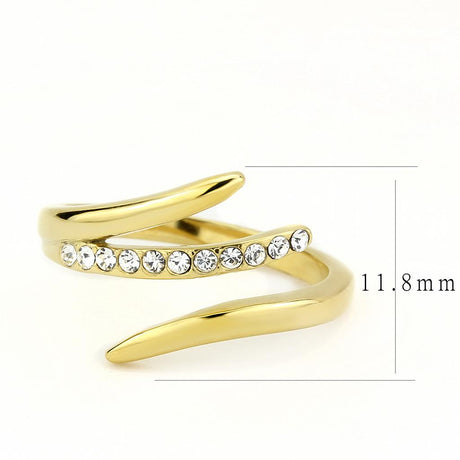 IP Gold(Ion Plating) Stainless Steel Ring with Top Grade Crystal  in Clear
