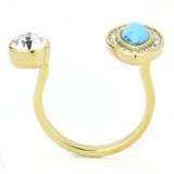 IP Gold(Ion Plating) Stainless Steel Ring with Synthetic Turquoise in Turquoise