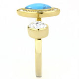 IP Gold(Ion Plating) Stainless Steel Ring with Synthetic Turquoise in Turquoise