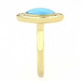 IP Gold(Ion Plating) Stainless Steel Ring with Synthetic Turquoise in Turquoise