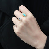 IP Gold(Ion Plating) Stainless Steel Ring with Synthetic Turquoise in Turquoise