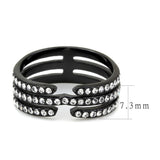 IP Black(Ion Plating) Stainless Steel Ring with Top Grade Crystal  in Clear