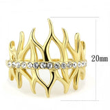 IP Gold(Ion Plating) Stainless Steel Ring with Top Grade Crystal  in Clear