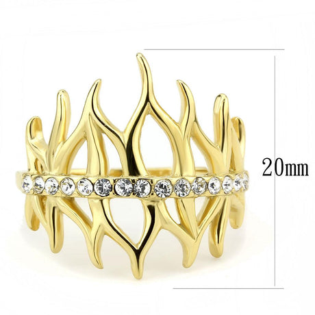 IP Gold(Ion Plating) Stainless Steel Ring with Top Grade Crystal  in Clear