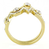IP Gold(Ion Plating) Stainless Steel Ring with AAA Grade CZ  in Clear
