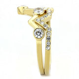 IP Gold(Ion Plating) Stainless Steel Ring with AAA Grade CZ  in Clear