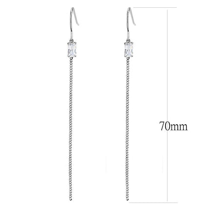 High polished (no plating) Stainless Steel Earrings with AAA Grade CZ  in Clear