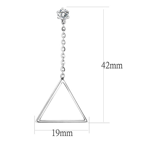 High polished (no plating) Stainless Steel Earrings with AAA Grade CZ  in Clear