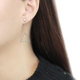 High polished (no plating) Stainless Steel Earrings with AAA Grade CZ  in Clear