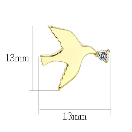 IP Gold(Ion Plating) Stainless Steel Earrings with AAA Grade CZ  in Clear