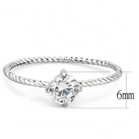 No Plating Stainless Steel Ring with AAA Grade CZ  in Clear