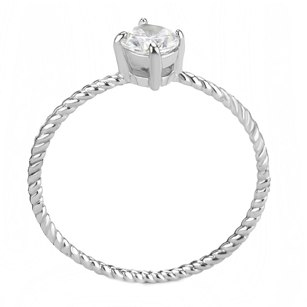No Plating Stainless Steel Ring with AAA Grade CZ  in Clear
