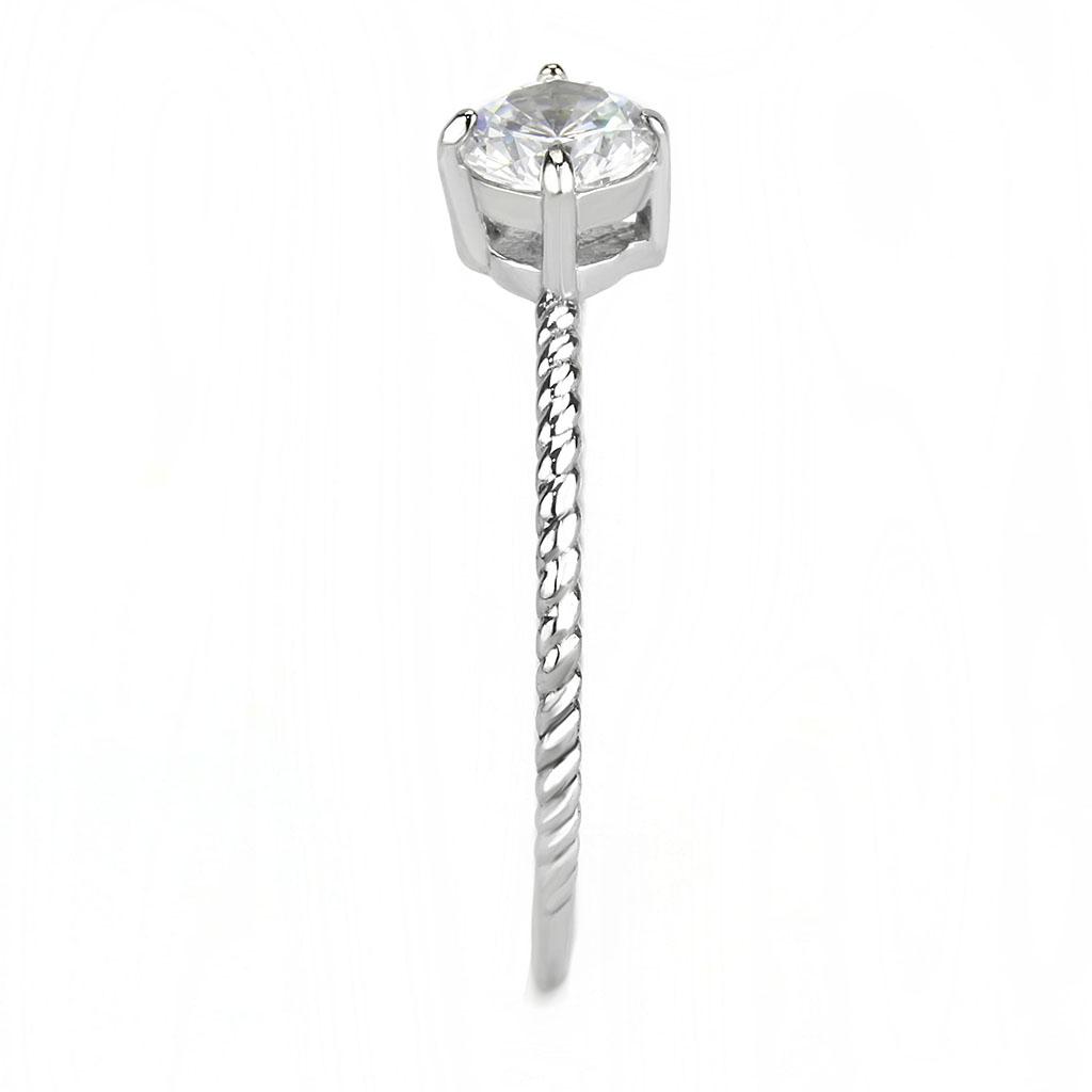 No Plating Stainless Steel Ring with AAA Grade CZ  in Clear