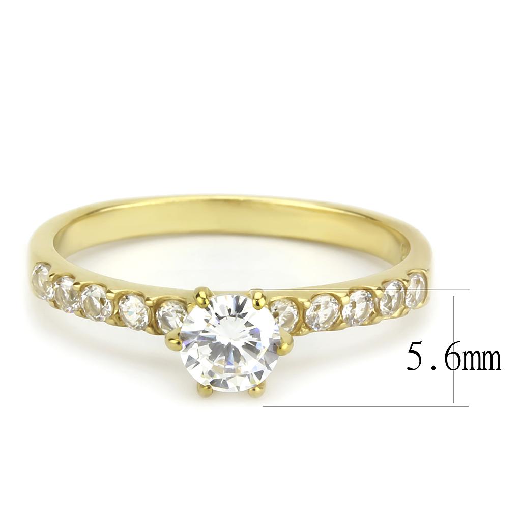 IP Gold(Ion Plating) Stainless Steel Ring with AAA Grade CZ  in Clear