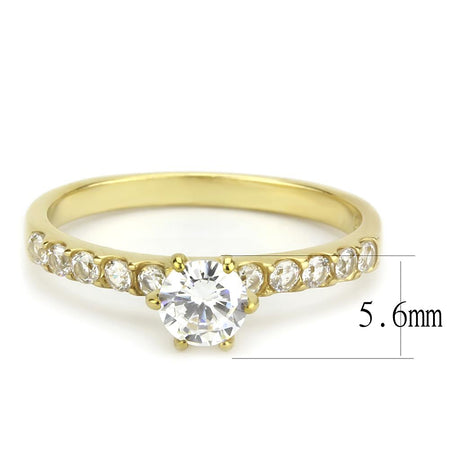 IP Gold(Ion Plating) Stainless Steel Ring with AAA Grade CZ  in Clear