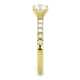 IP Gold(Ion Plating) Stainless Steel Ring with AAA Grade CZ  in Clear