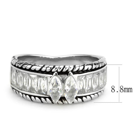 No Plating Stainless Steel Ring with AAA Grade CZ  in Clear