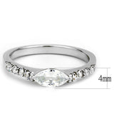 No Plating Stainless Steel Ring with AAA Grade CZ  in Clear
