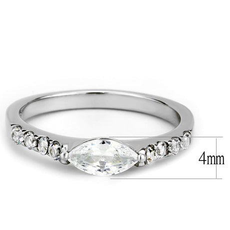 No Plating Stainless Steel Ring with AAA Grade CZ  in Clear