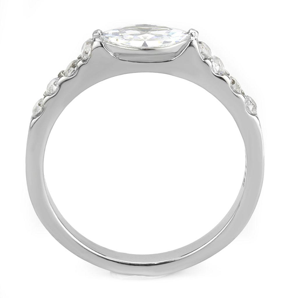 No Plating Stainless Steel Ring with AAA Grade CZ  in Clear