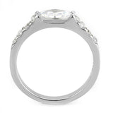 No Plating Stainless Steel Ring with AAA Grade CZ  in Clear
