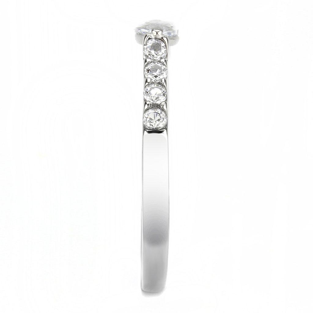 No Plating Stainless Steel Ring with AAA Grade CZ  in Clear