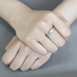 No Plating Stainless Steel Ring with AAA Grade CZ  in Clear