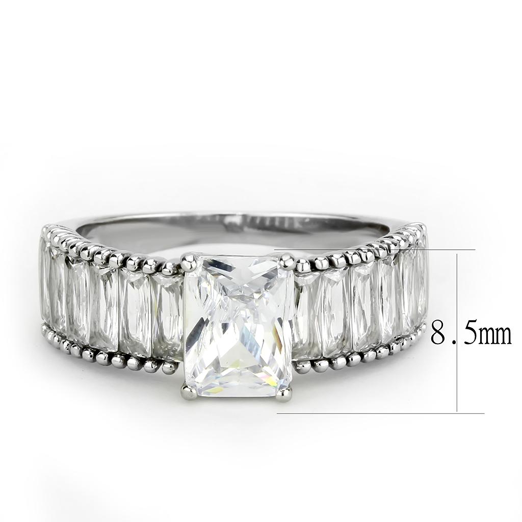 No Plating Stainless Steel Ring with AAA Grade CZ  in Clear