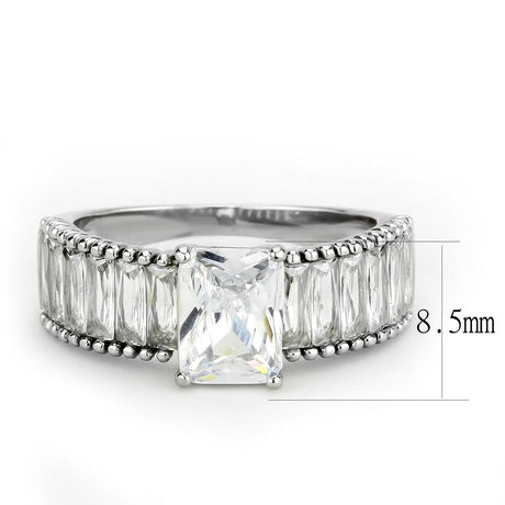 No Plating Stainless Steel Ring with AAA Grade CZ  in Clear