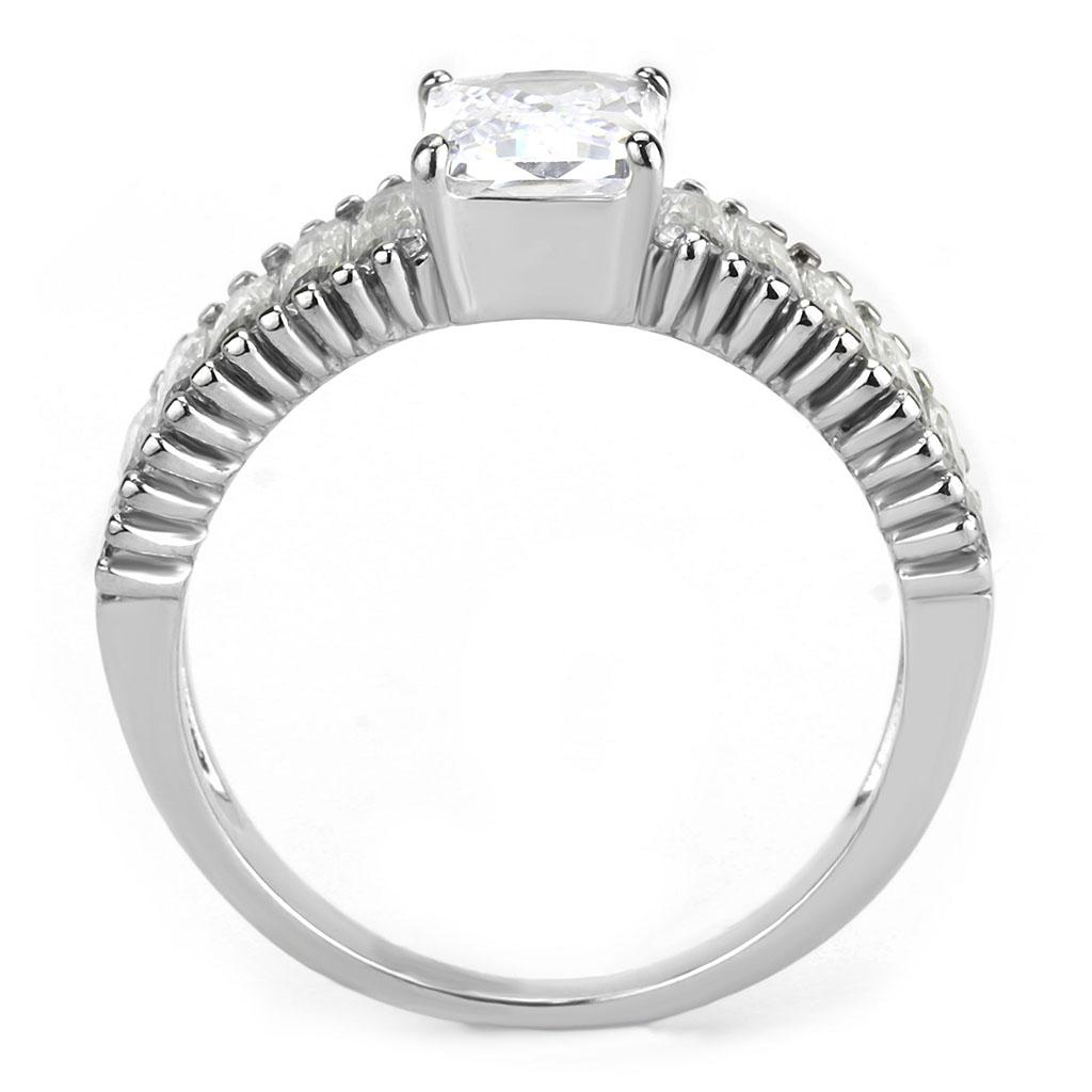 No Plating Stainless Steel Ring with AAA Grade CZ  in Clear