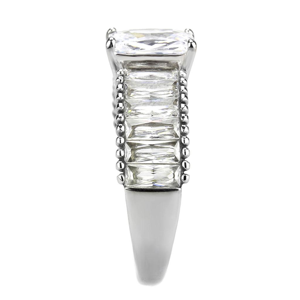 No Plating Stainless Steel Ring with AAA Grade CZ  in Clear