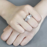 No Plating Stainless Steel Ring with AAA Grade CZ  in Clear