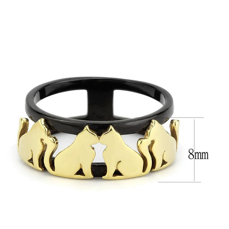 IP Gold+ IP Black (Ion Plating) Stainless Steel Ring with No Stone