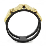 IP Gold+ IP Black (Ion Plating) Stainless Steel Ring with No Stone