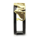 IP Gold+ IP Black (Ion Plating) Stainless Steel Ring with No Stone