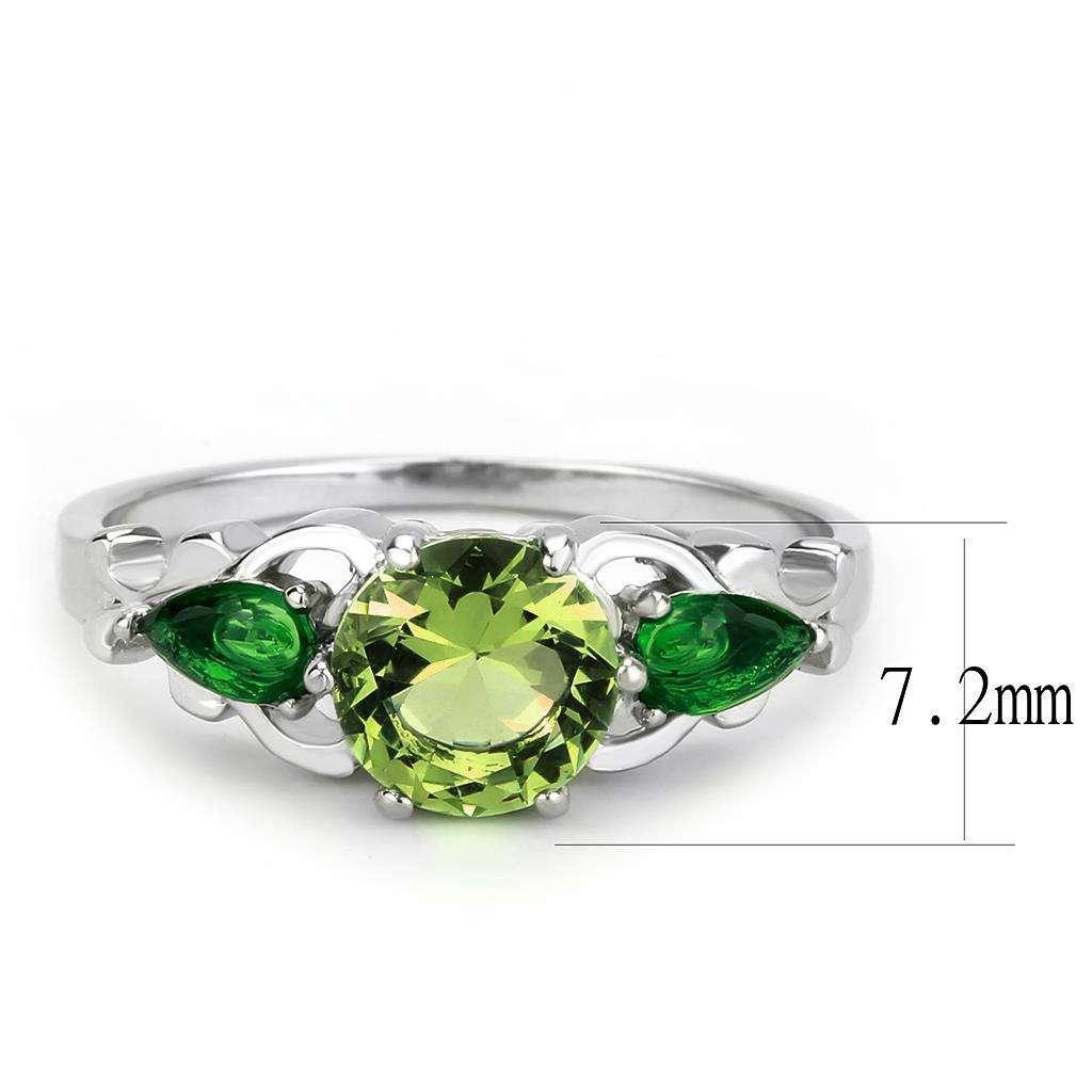 No Plating Stainless Steel Ring with Crystal in Peridot