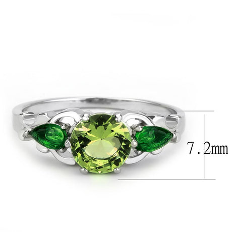 No Plating Stainless Steel Ring with Crystal in Peridot