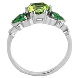 No Plating Stainless Steel Ring with Crystal in Peridot