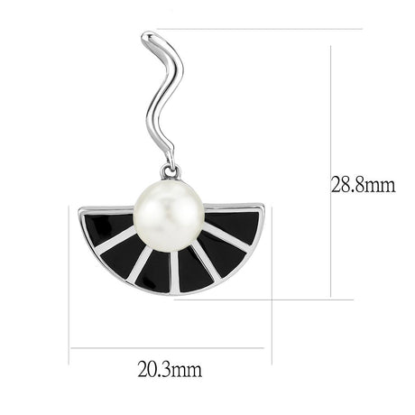 No Plating Stainless Steel Earrings with Synthetic Pearl in White