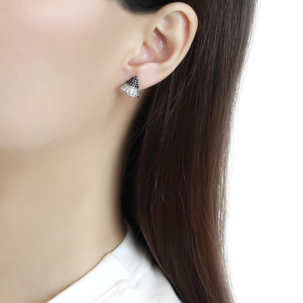 No Plating Stainless Steel Earrings with AAA Grade CZ  in Clear