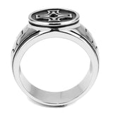 High polished (no plating) Stainless Steel Ring with Top Grade Crystal  in Jet