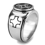 High polished (no plating) Stainless Steel Ring with Top Grade Crystal  in Jet
