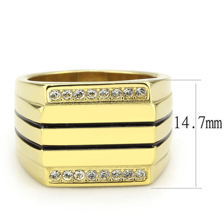 IP Gold(Ion Plating) Stainless Steel Ring with Top Grade Crystal  in Clear